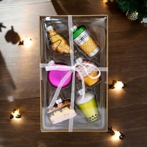 Mini Christmas Ornament Set Sweets & Drinks Glass Blown   Dessert